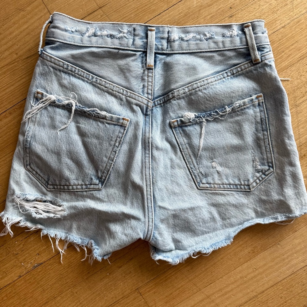 Agolde Jaden High-Waisted Distressed Denim Shorts - Picture 2 of 9
